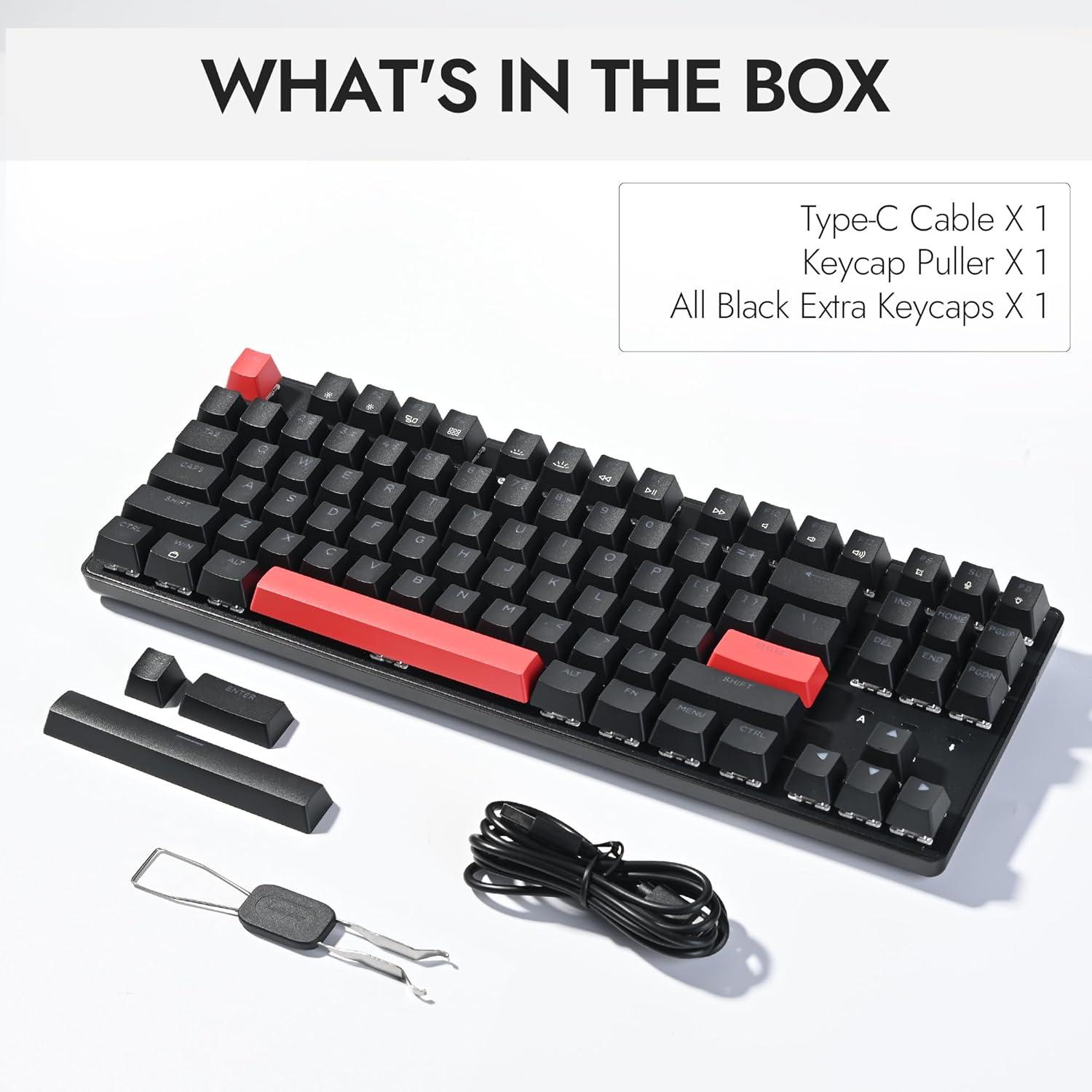 imageLEMOKEY X1 Wired Mechanical Keyboard QMK Programmable TKL Layout with PreLubed Tactile Switch NorthFacing Red Backlit NKRO Compatible with WindowsKEYCHRON Mechanical Brown Switch