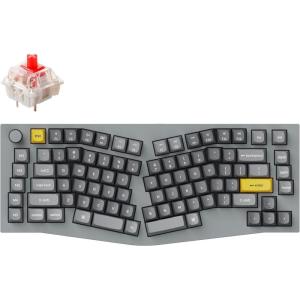 Keychron Q10 Wired Custom Mechanical Keyboard Knob Version, 75% Alice Layout QMK/VIA Programmable Macro with Hot-swappable Gateron G Pro Red Switch Compatible with Mac Windows Linux (Grey)