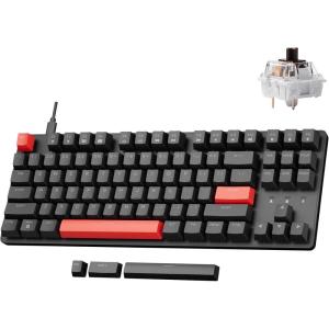 LEMOKEY X1 Wired Mechanical Keyboard, QMK Programmable TKL Layout with Pre-Lubed Tactile Switch, North-Facing Red Backlit NKRO Compatible with Windows(KEYCHRON Mechanical Brown Switch)