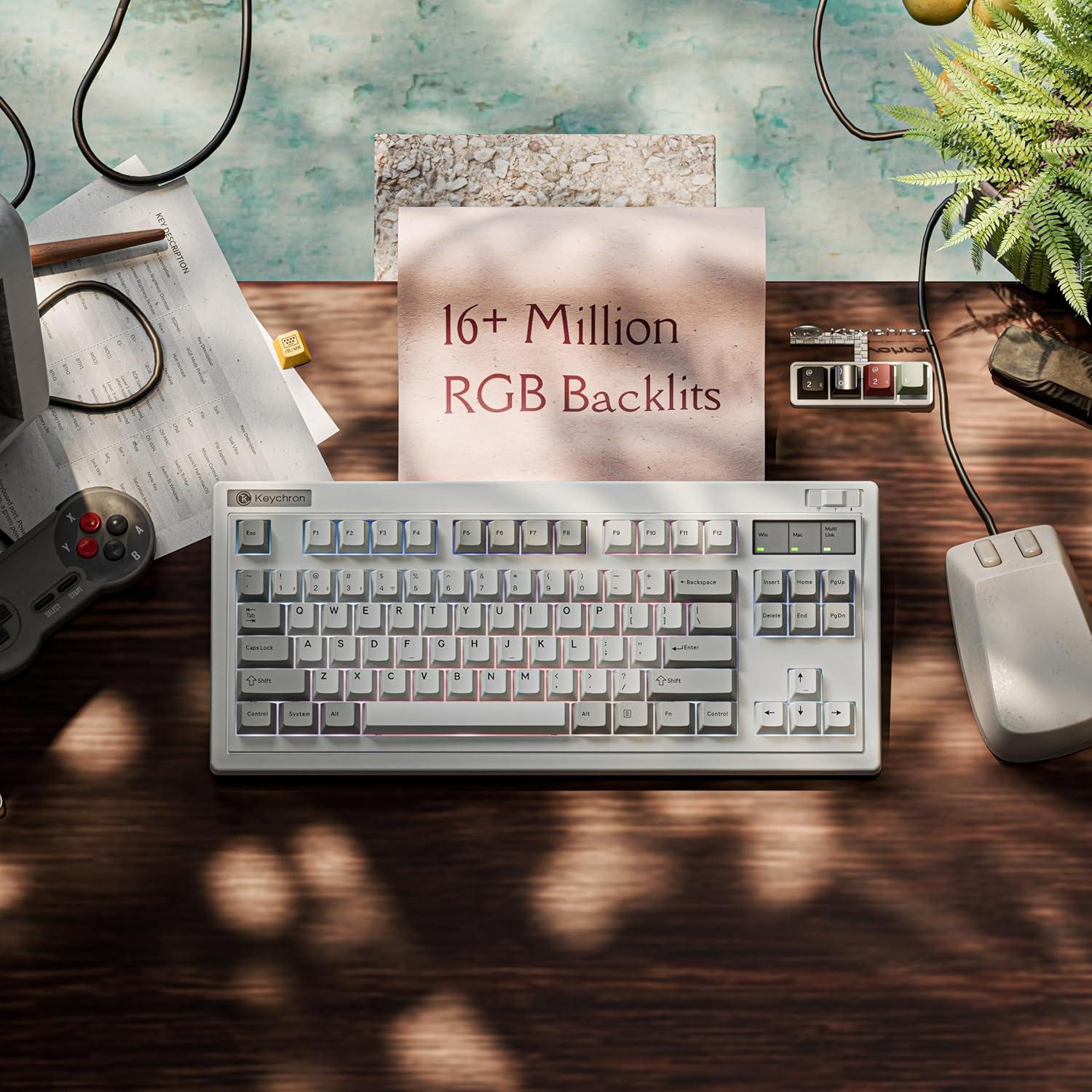 imageKeychron R3 Retro Wireless Mechanical Keyboard 80 TKL Hot Swappable RGB Tactile Super Brown Switch QMK TriMode24 GHzBluetoothWired Compatible with Mac PC LinuxKeychron Super Red Switch