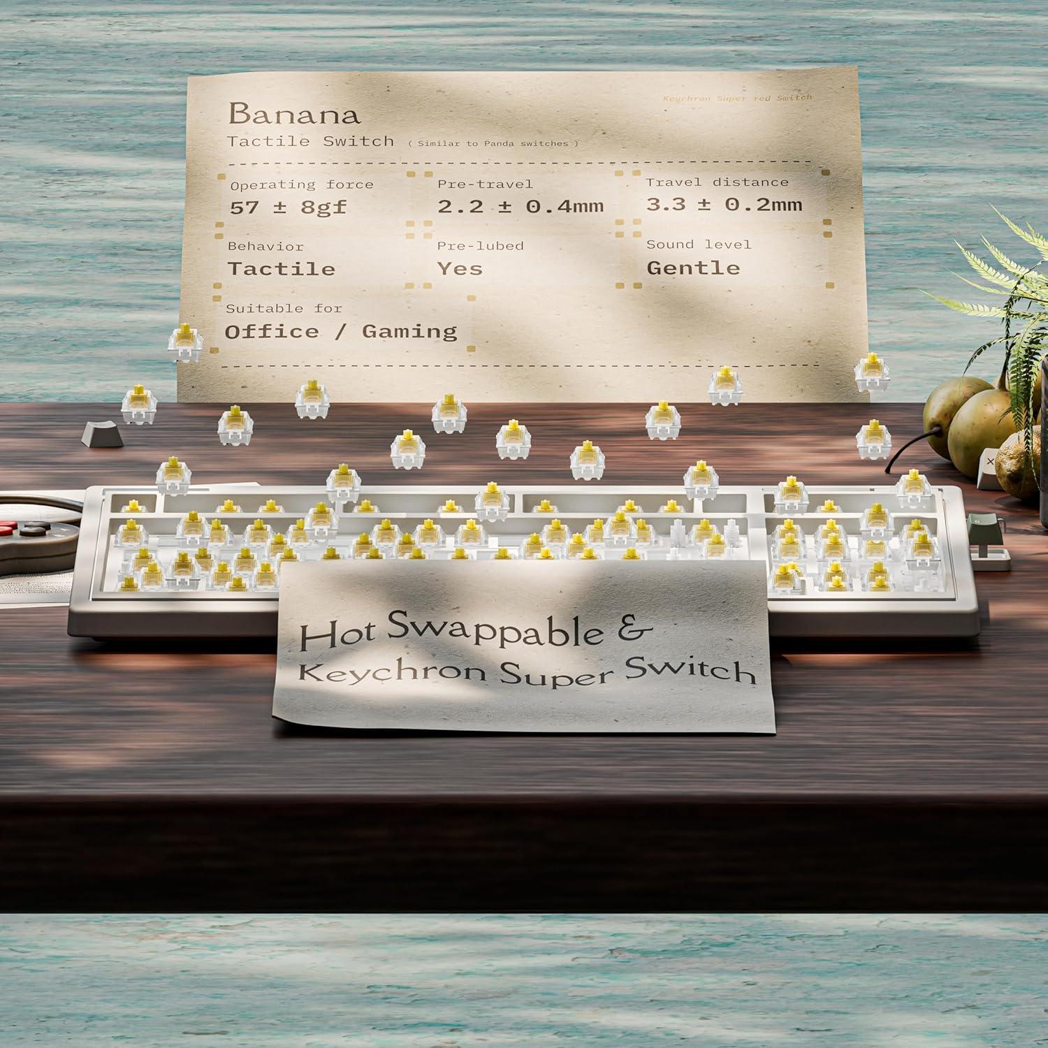 imageKeychron R5 Retro Wireless Mechanical Keyboard 96 Layout Hot Swappable RGB Super Banana Switch QMK TriMode24 GHzBluetoothWired Compatible with Mac PC LinuxKeychron Super Banana Switch