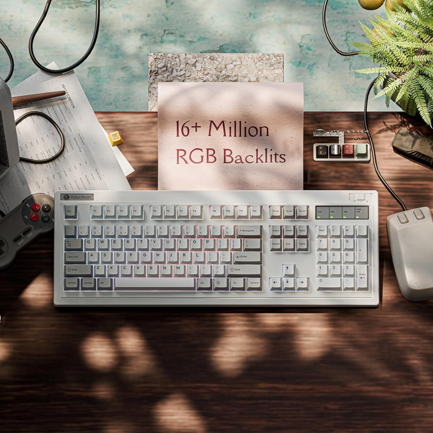 imageKeychron R6 Retro Wireless Mechanical Keyboard 100 Full Size Hot Swappable RGB Super Banana Switch QMK TriMode24 GHzBluetoothWired Compatible with Mac PC LinuxKeychron Super Banana Switch