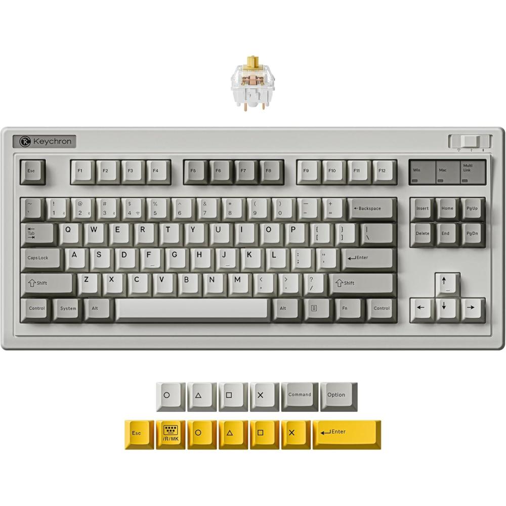 imageKeychron R3 Retro Wireless Mechanical Keyboard 80 TKL Hot Swappable RGB Tactile Super Brown Switch QMK TriMode24 GHzBluetoothWired Compatible with Mac PC LinuxKeychron Super Banana Switch