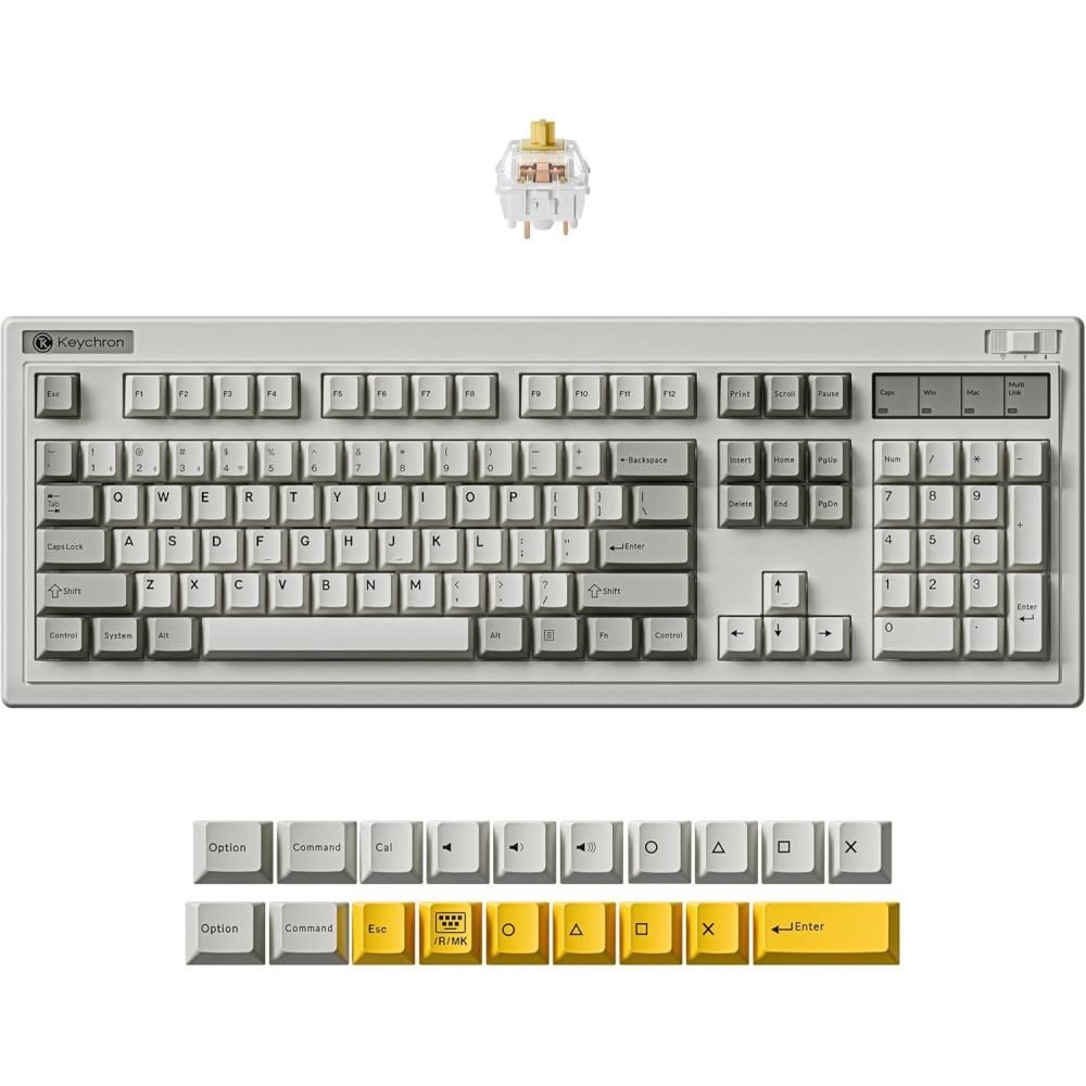 imageKeychron R6 Retro Wireless Mechanical Keyboard 100 Full Size Hot Swappable RGB Super Banana Switch QMK TriMode24 GHzBluetoothWired Compatible with Mac PC LinuxKeychron Super Banana Switch