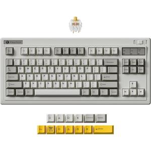 Keychron R3 Retro Wireless Mechanical Keyboard, 80% TKL Hot Swappable RGB Tactile Super Brown Switch, QMK Tri-Mode(2.4 GHz/Bluetooth/Wired), Compatible with Mac PC Linux(Keychron Super Banana Switch)