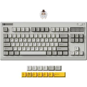 Keychron R3 Retro Wireless Mechanical Keyboard, 80% TKL Hot Swappable RGB Tactile Super Brown Switch, QMK Tri-Mode(2.4 GHz/Bluetooth/Wired), Compatible with Mac PC Linux(Keychron Super Brown Switch)