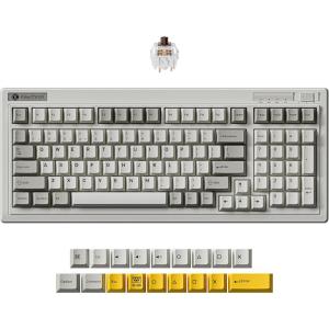 Keychron R5 Retro Wireless Mechanical Keyboard, 96% Layout Hot Swappable RGB Super Banana Switch, QMK Tri-Mode(2.4 GHz/Bluetooth/Wired), Compatible with Mac PC Linux(Keychron Super Brown Switch)