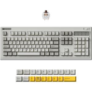 Keychron R6 Retro Wireless Mechanical Keyboard, 100% Full Size Hot Swappable RGB Super Banana Switch, QMK Tri-Mode(2.4 GHz/Bluetooth/Wired), Compatible with Mac PC Linux(Keychron Super Brown Switch)