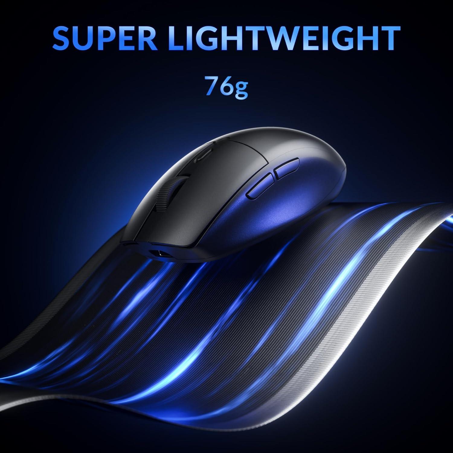 imageKeychron BM22 Wireless 24 GHz Mouse Launcher Support PAW3212 Sensor 76g Lightweight Ergonomic Design 2400 DPI 1000 Hz Polling Rate Compatible for Mac Windows LinuxBlack