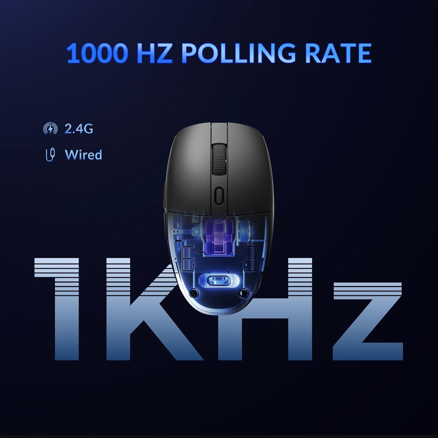 imageKeychron BM22 Wireless 24 GHz Mouse Launcher Support PAW3212 Sensor 76g Lightweight Ergonomic Design 2400 DPI 1000 Hz Polling Rate Compatible for Mac Windows LinuxBlack