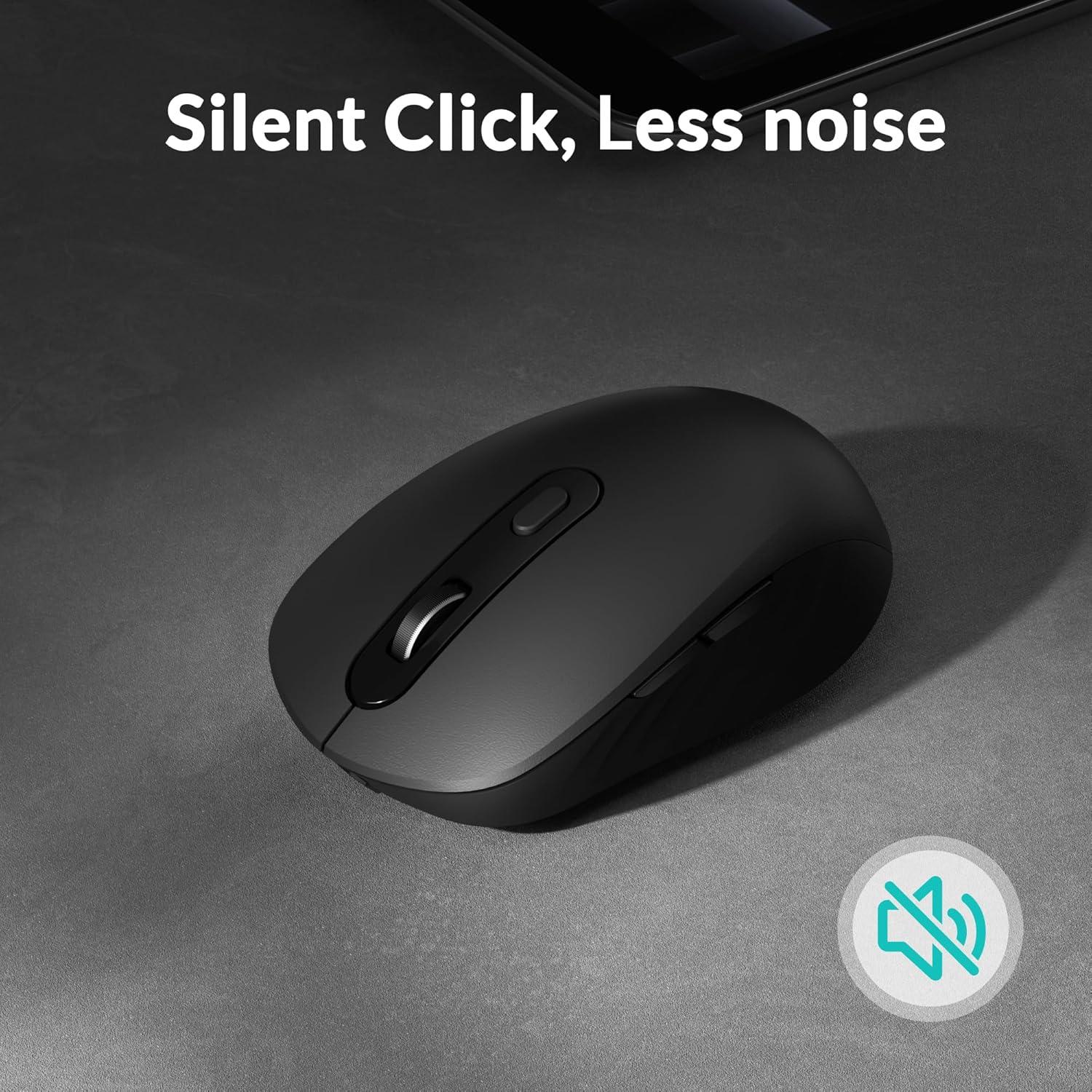 imageKeychron BM25 Silent Wireless Mouse Ergonomic Rechargeable Mice with TriMode 24GBluetooth 52Wired 1000Hz Polling Rate Adjustable DPI Programmable for Mac Windows Linux  Space GrayBlack