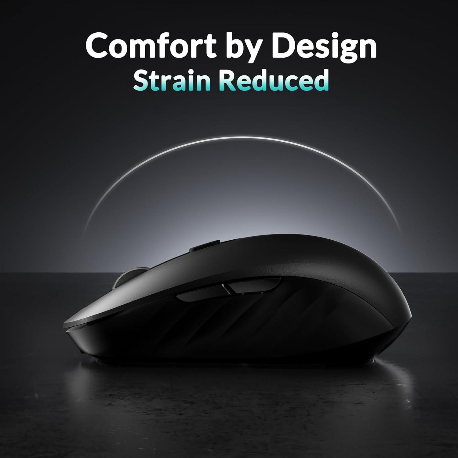 imageKeychron BM25 Silent Wireless Mouse Ergonomic Rechargeable Mice with TriMode 24GBluetooth 52Wired 1000Hz Polling Rate Adjustable DPI Programmable for Mac Windows Linux  Space GrayBlack