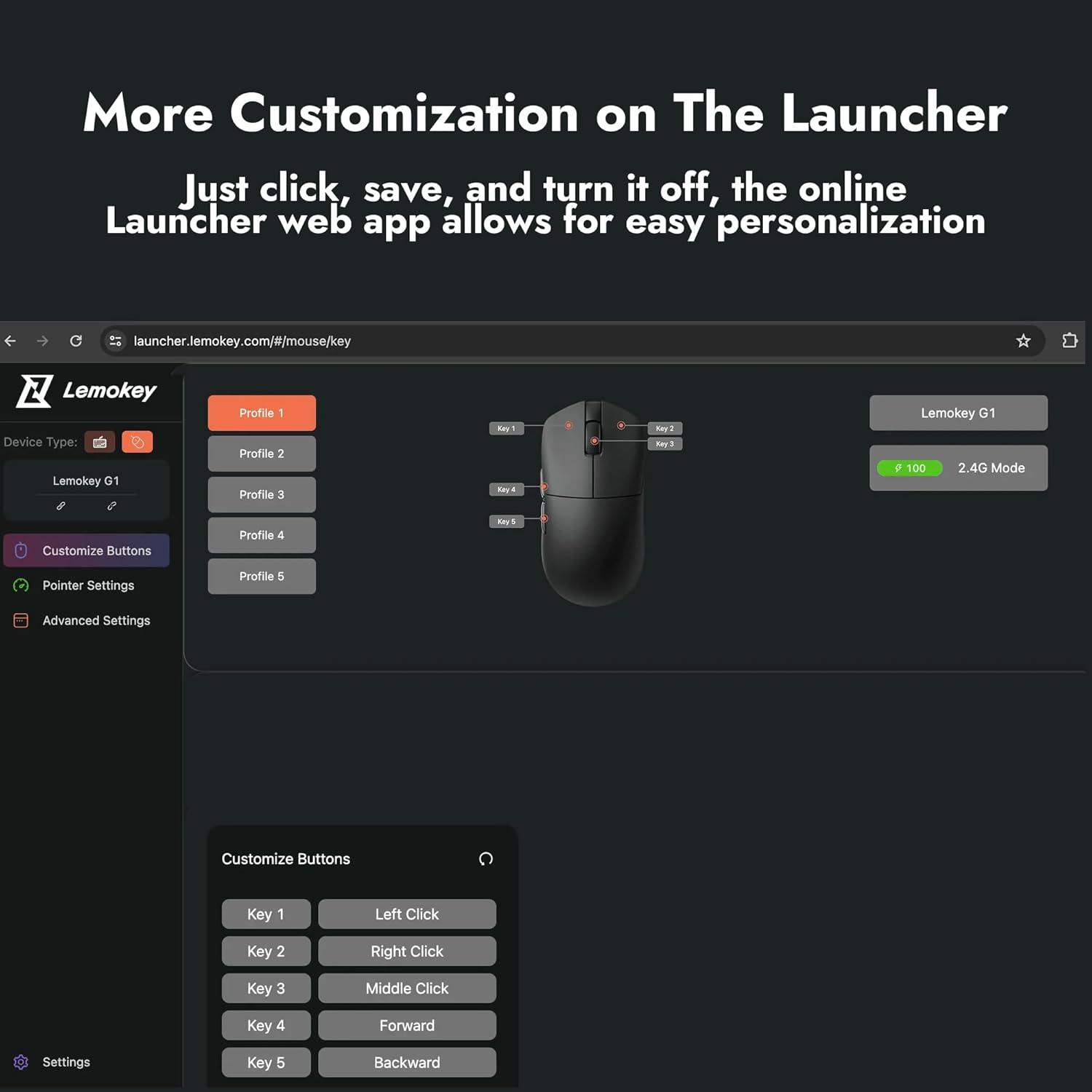 imageLEMOKEY G1 8K Wireless Bluetooth 5124 GHzWired Optical Mouse UltraLightweight 55g Programmable PixArt 3950 Sensor with up to 2600030000 DPI 650750 IPS for Windows Mac Linux BlackWhite