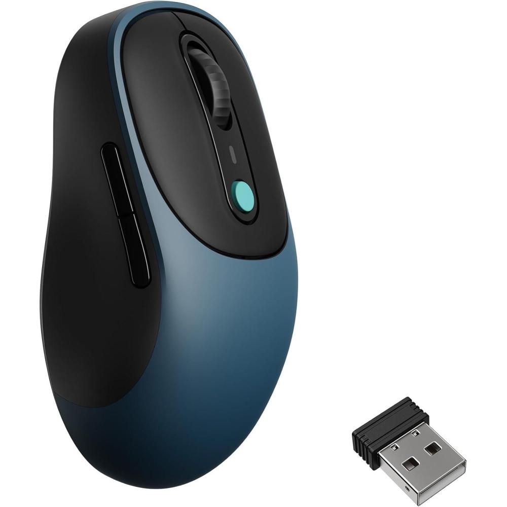 imageKeychron BM24 Wireless Mouse 2400 DPI Quiet Clicks 24 GHzBluetooth 52Wired with Programmable Buttons Long Battery Life for Laptop PCMacWindows Metal GraySpace Gray