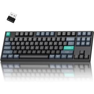 Keychron B33 2.4 GHz Wireless Bluetooth Keyboard Silent Typing 80% TKL Layout Launcher Support Ergonomic Angle Compatible for Mac Windows Linux-Deep Black(Deep Black)