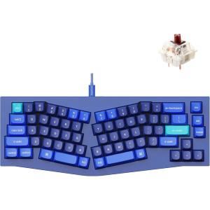 Keychron Q8 Wired Custom Mechanical Keyboard, 65% Alice Layout QMK/VIA Programmable with Hot-swappable Gateron G Pro Brown Switch Double Gasket Compatible with Mac Windows Linux (Blue)(Brown Switch)