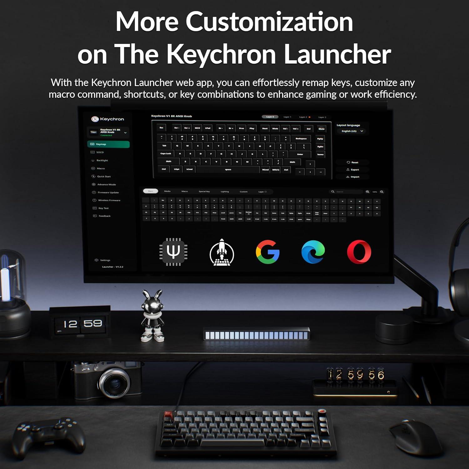 imageKeychron V1 8K 75 Wired Mechanical Keyboard with Programmable Knob OSA PBT Keycaps Hotswappable with Keychron Super Brown Switchs 8000 Hz Polling Rate RGB Backlit for Mac Windows LinuxKeychron Red Switch