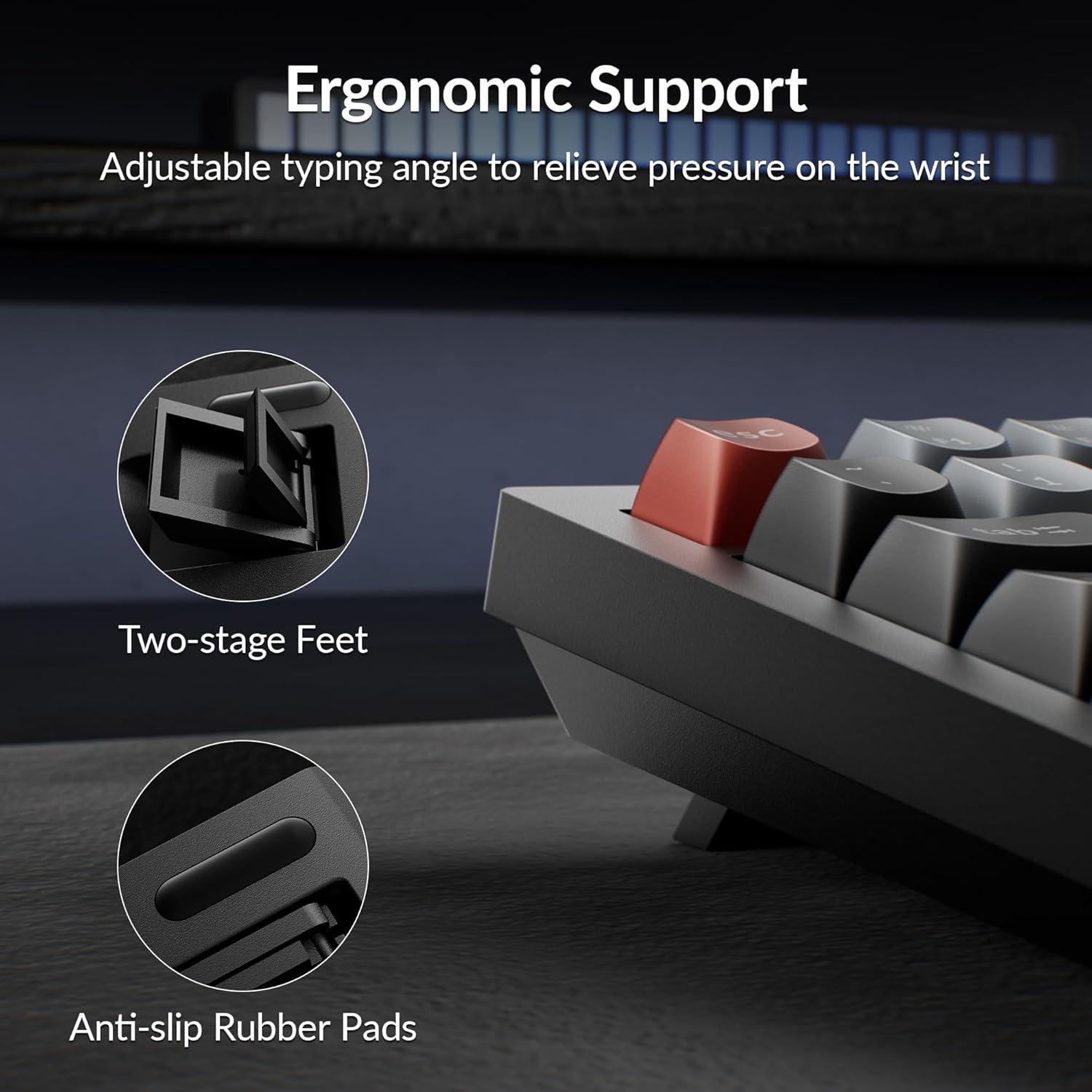 imageKeychron V1 8K 75 Wired Mechanical Keyboard with Programmable Knob OSA PBT Keycaps Hotswappable with Keychron Super Brown Switchs 8000 Hz Polling Rate RGB Backlit for Mac Windows LinuxKeychron Red Switch