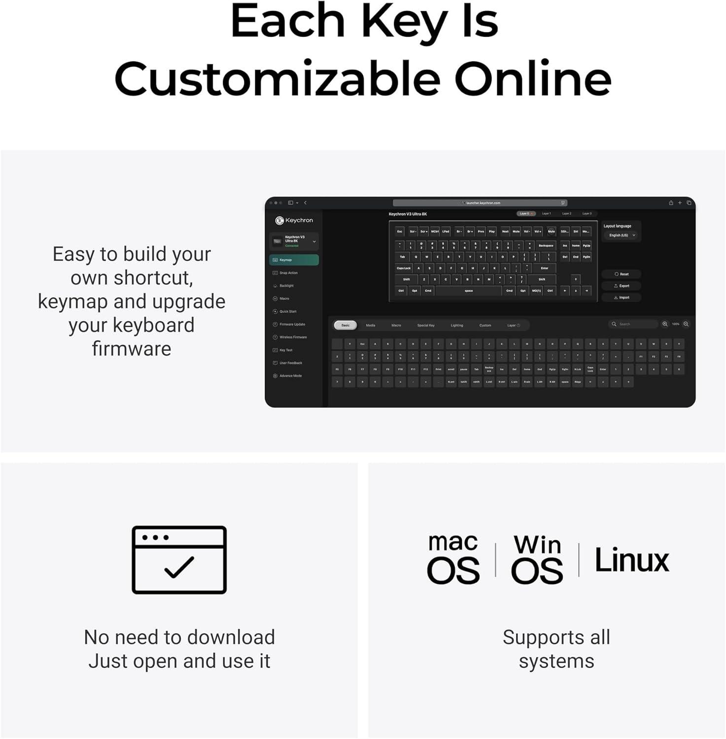 imageKeychron V3 Ultra TKL Mechanical Keyboard Wireless ZMK Custom 8K Polling Rate 24 GHzBluetoothWired with RGB Backlit PreLubed Silk POM Brown Switch HotSwappable for Mac Windows LinuxBrown Switch