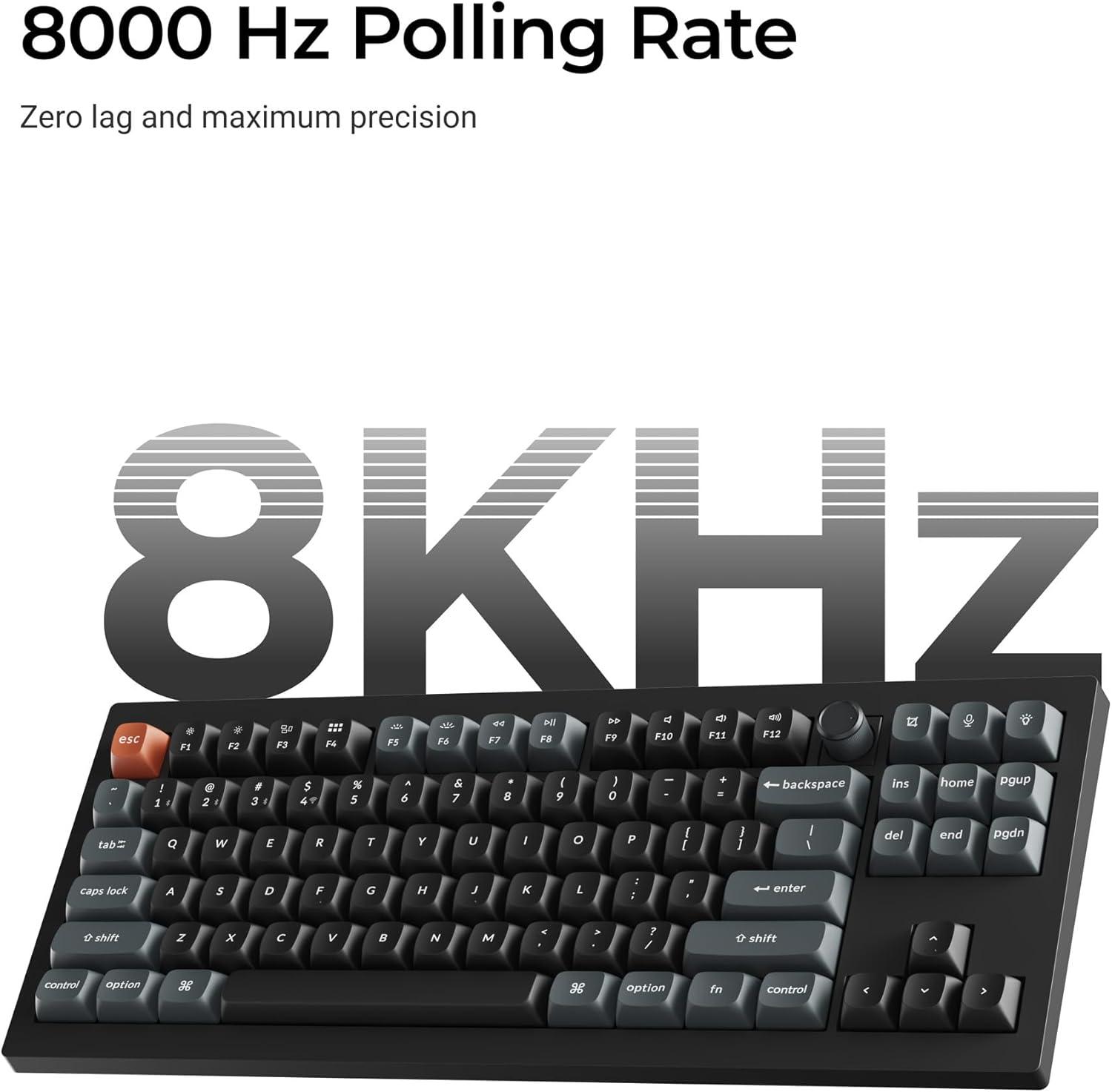 imageKeychron V3 Ultra TKL Mechanical Keyboard Wireless ZMK Custom 8K Polling Rate 24 GHzBluetoothWired with RGB Backlit PreLubed Silk POM Brown Switch HotSwappable for Mac Windows LinuxBanana Switch