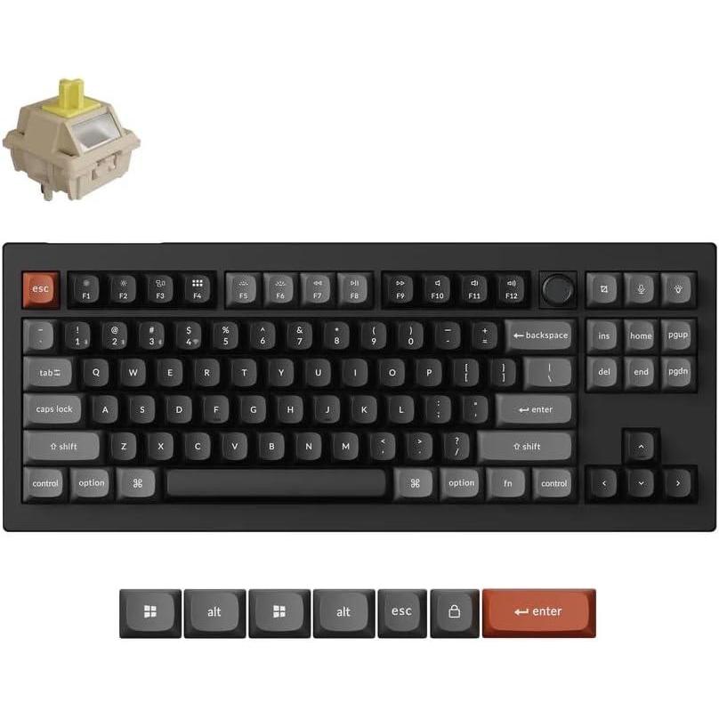 imageKeychron V3 Ultra TKL Mechanical Keyboard Wireless ZMK Custom 8K Polling Rate 24 GHzBluetoothWired with RGB Backlit PreLubed Silk POM Brown Switch HotSwappable for Mac Windows LinuxBanana Switch