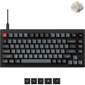 Keychron V1 8K 75% Wired Mechanical Keyboard with Programmable Knob, OSA PBT Keycaps, Hot-swappable with Keychron Super Brown Switchs, 8000 Hz Polling Rate, RGB Backlit for Mac Windows Linux(Keychron Banana Switch)