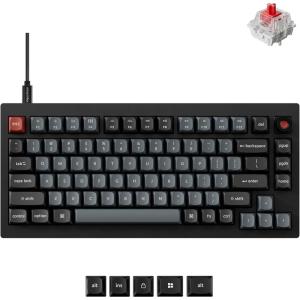 Keychron V1 8K 75% Wired Mechanical Keyboard with Programmable Knob, OSA PBT Keycaps, Hot-swappable with Keychron Super Brown Switchs, 8000 Hz Polling Rate, RGB Backlit for Mac Windows Linux(Keychron Red Switch)