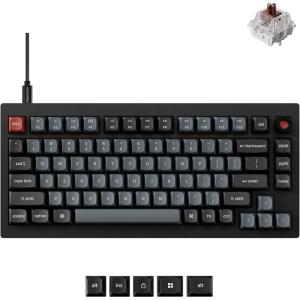 Keychron V1 8K 75% Wired Mechanical Keyboard with Programmable Knob, OSA PBT Keycaps, Hot-swappable with Keychron Super Brown Switchs, 8000 Hz Polling Rate, RGB Backlit for Mac Windows Linux(Keychron Brown Switch)