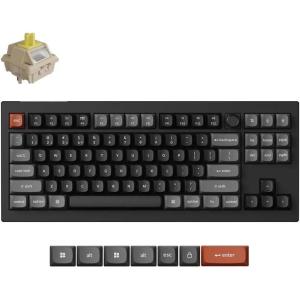 Keychron V3 Ultra TKL Mechanical Keyboard Wireless, ZMK Custom 8K Polling Rate, 2.4 GHz/Bluetooth/Wired with RGB Backlit, Pre-Lubed Silk POM Brown Switch Hot-Swappable for Mac Windows Linux(Banana Switch)