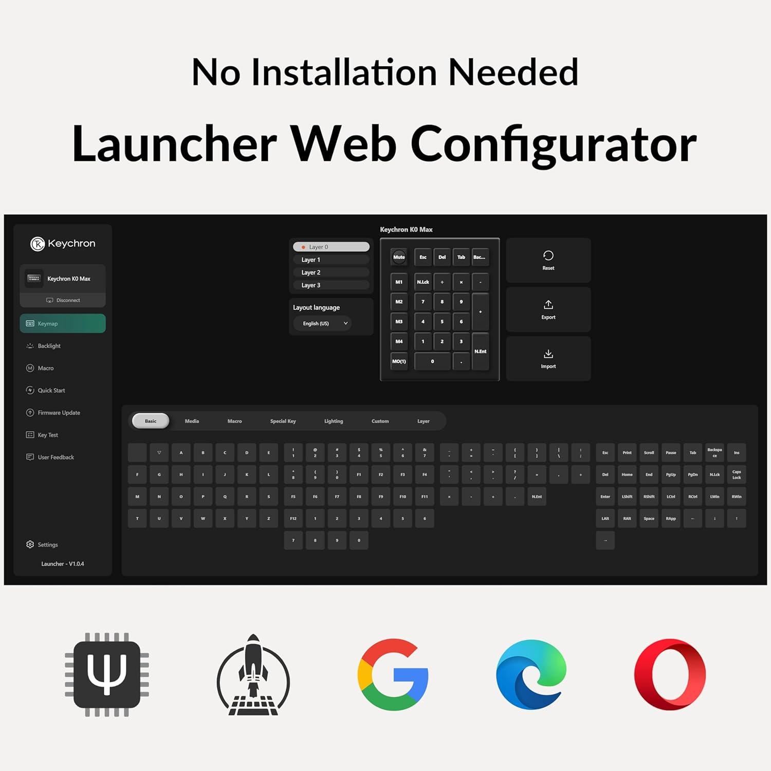 imageKeychron K0 Max Wireless LowProfile Number Pad QMKVIA Programmable HotSwappable Brown Switch RGB Backlit 24GHz amp Bluetooth 53 1000Hz Polling Rate with Knob for WindowsMacBanana Switch