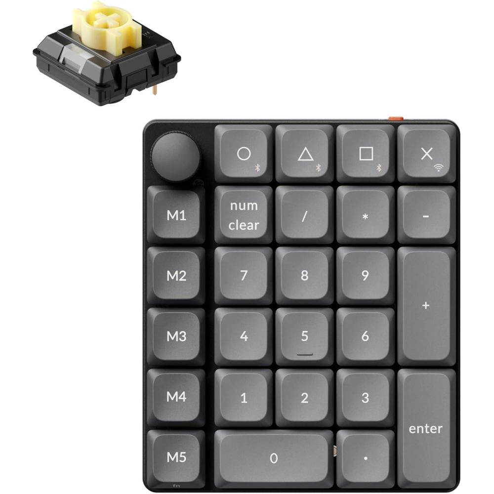 imageKeychron K0 Max Wireless LowProfile Number Pad QMKVIA Programmable HotSwappable Brown Switch RGB Backlit 24GHz amp Bluetooth 53 1000Hz Polling Rate with Knob for WindowsMacBanana Switch