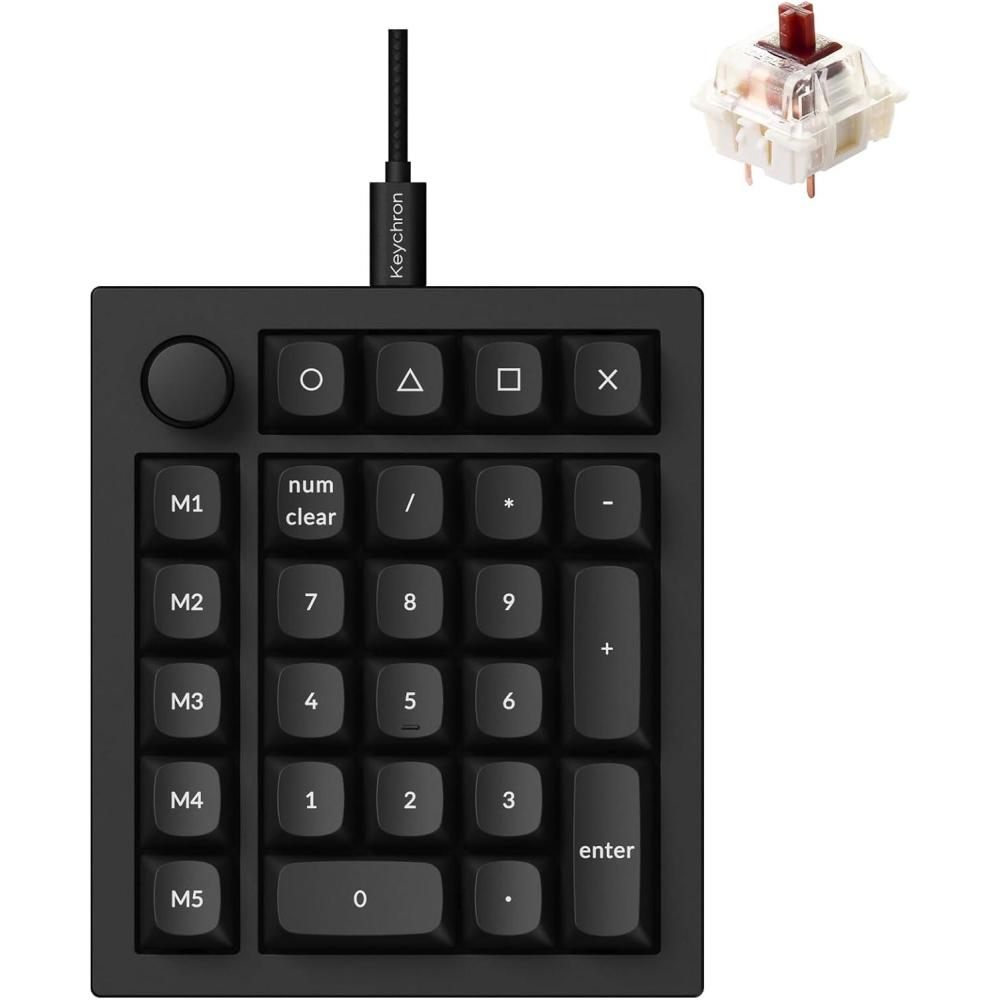 imageKeychron Q0 Plus Wired Full Aluminum Custom Number Pad QMKVIA Programmable Macro with Hotswappable Gateron G Pro Brown Switch Compatible with Mac Windows Linux BlackHotswap Gateron G Pro Brown Switch