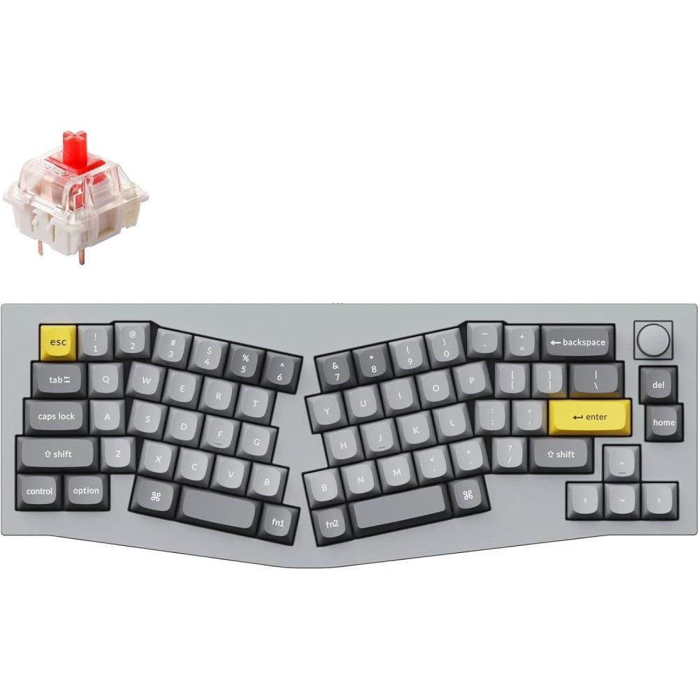 imageKeychron Q8 Wired Custom Mechanical Keyboard Knob Version 65 Alice Layout QMKVIA Programmable with Hotswappable Gateron G Pro Brown Switch Double Gasket Compatible with Mac Windows Linux GreyHotswap Gateron G Pro Red