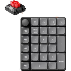 Keychron K0 Max Wireless Low-Profile Number Pad, QMK/VIA Programmable, Hot-Swappable Brown Switch, RGB Backlit, 2.4GHz & Bluetooth 5.3, 1000Hz Polling Rate, with Knob, for Windows/Mac(Red Switch)