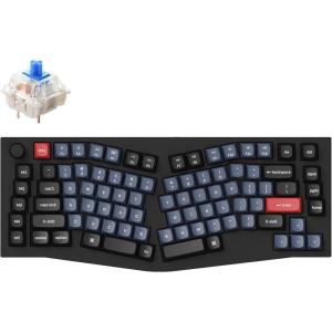 Keychron Q10 Wired Custom Mechanical Keyboard Knob Version, 75% Alice Layout QMK/VIA Programmable Macro with Hot-swappable Gateron G Pro Blue Switch Compatible with Mac Windows Linux (Black)(Hot-swap Gateron G Pro Blue Switch)