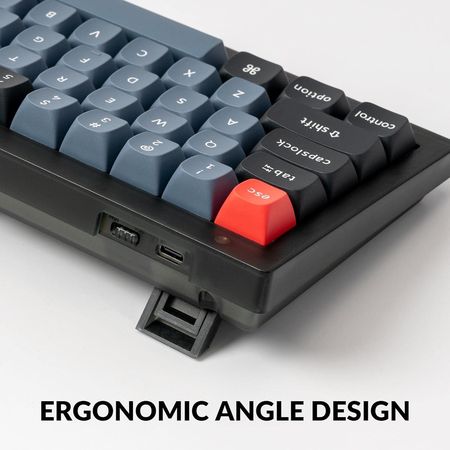 imageKeychron V2 Wired Custom Mechanical Keyboard Knob Version 65 Layout QMKVIA Programmable with Hotswappable K Pro Brown Switch Compatible with Mac Windows Linux Frosted BlackTranslucentHotswap Keychron K Pro Blue Switch