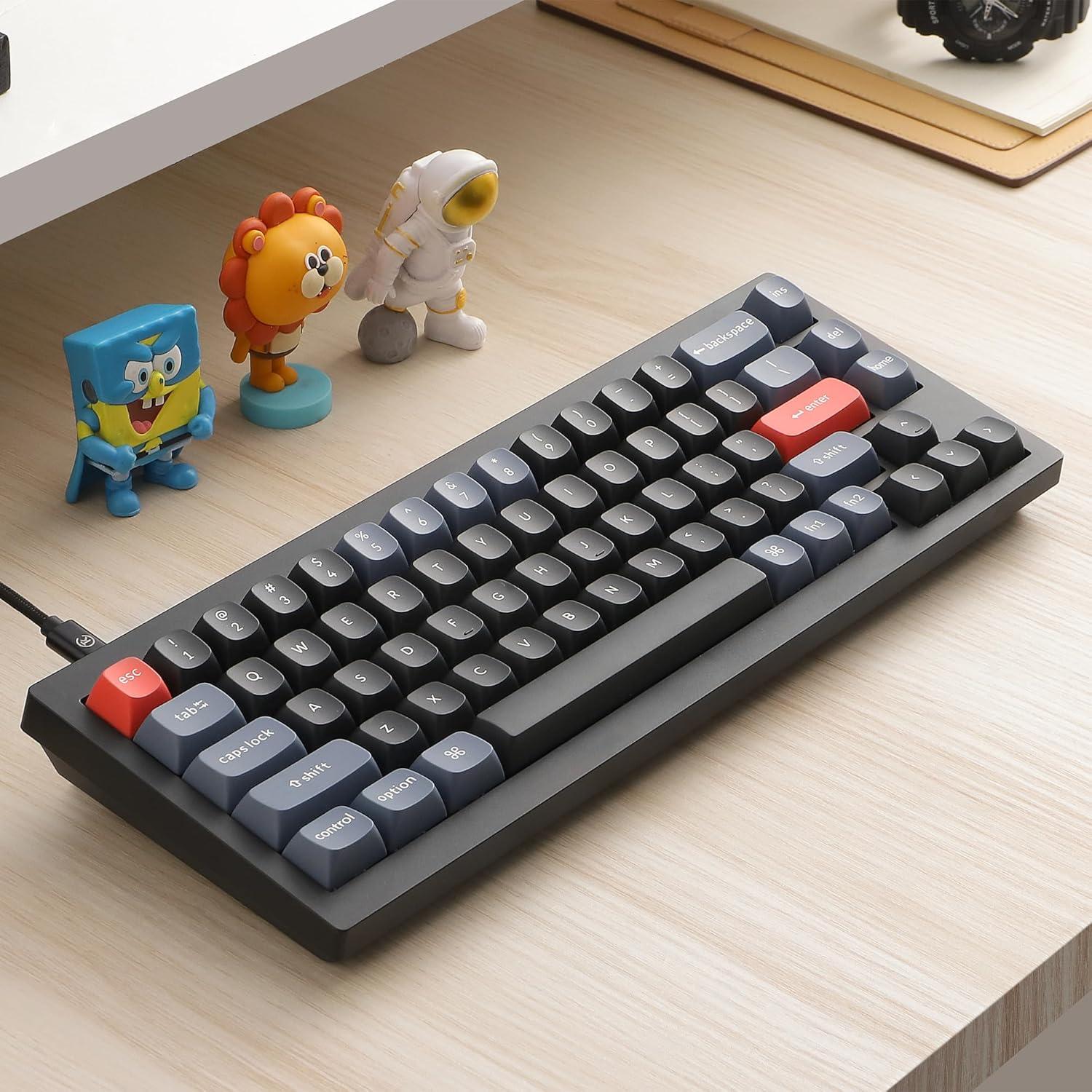imageKeychron V2 Wired Custom Mechanical Keyboard Knob Version 65 Layout QMKVIA Programmable with Hotswappable K Pro Brown Switch Compatible with Mac Windows Linux Frosted BlackTranslucentCarbon Black Solid