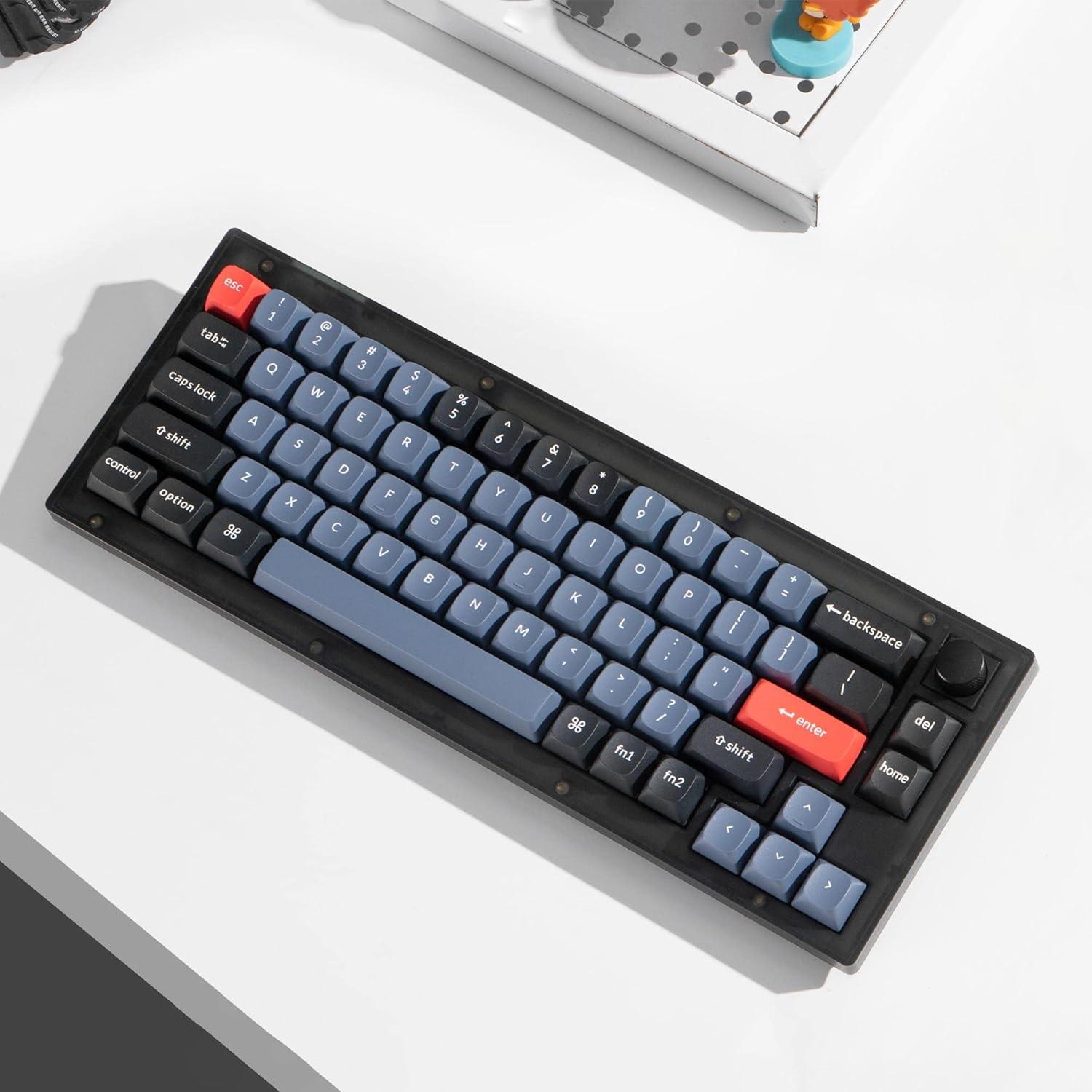 imageKeychron V2 Wired Custom Mechanical Keyboard Knob Version 65 Layout QMKVIA Programmable with Hotswappable K Pro Brown Switch Compatible with Mac Windows Linux Frosted BlackTranslucentHotswap Keychron K Pro Blue Switch