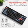 Keychron V2 Wired Custom Mechanical Keyboard Knob Version, 65% Layout QMK/VIA Programmable with Hot-swappable K Pro Brown Switch Compatible with Mac Windows Linux (Frosted Black-Translucent)(Carbon Black – Solid)