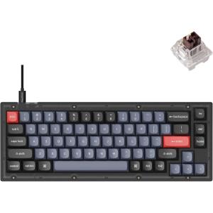 Keychron V2 Wired Custom Mechanical Keyboard Knob Version, 65% Layout QMK/VIA Programmable with Hot-swappable K Pro Brown Switch Compatible with Mac Windows Linux (Frosted Black-Translucent)(Frosted Black – Translucent))