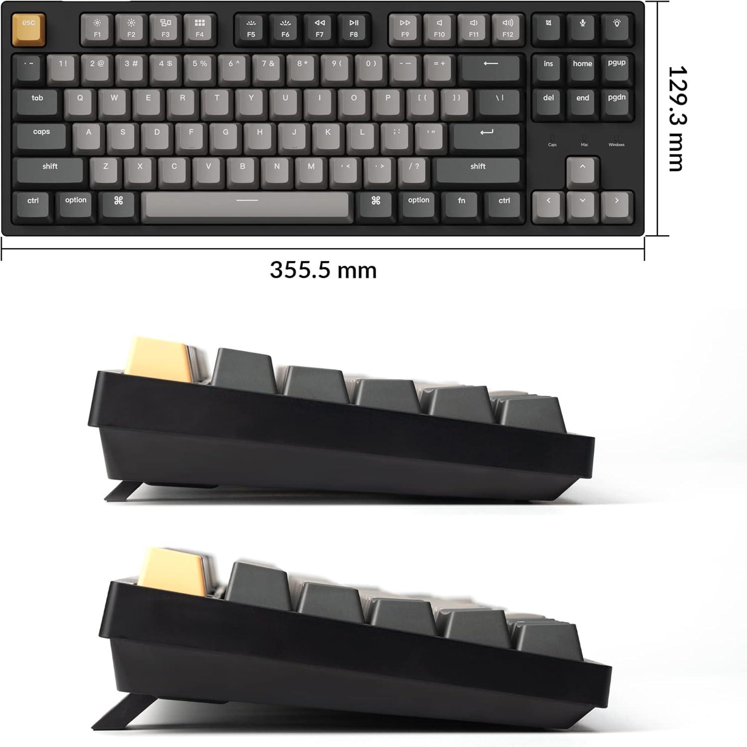 imageKeychron C1 Pro QMKVIA Custom Wired Mechanical Keyboard TKL Layout 87Keys Programmable PBT Keycaps RGB Backlight K Pro Brown Switch for Mac Windows LinuxRed Switch