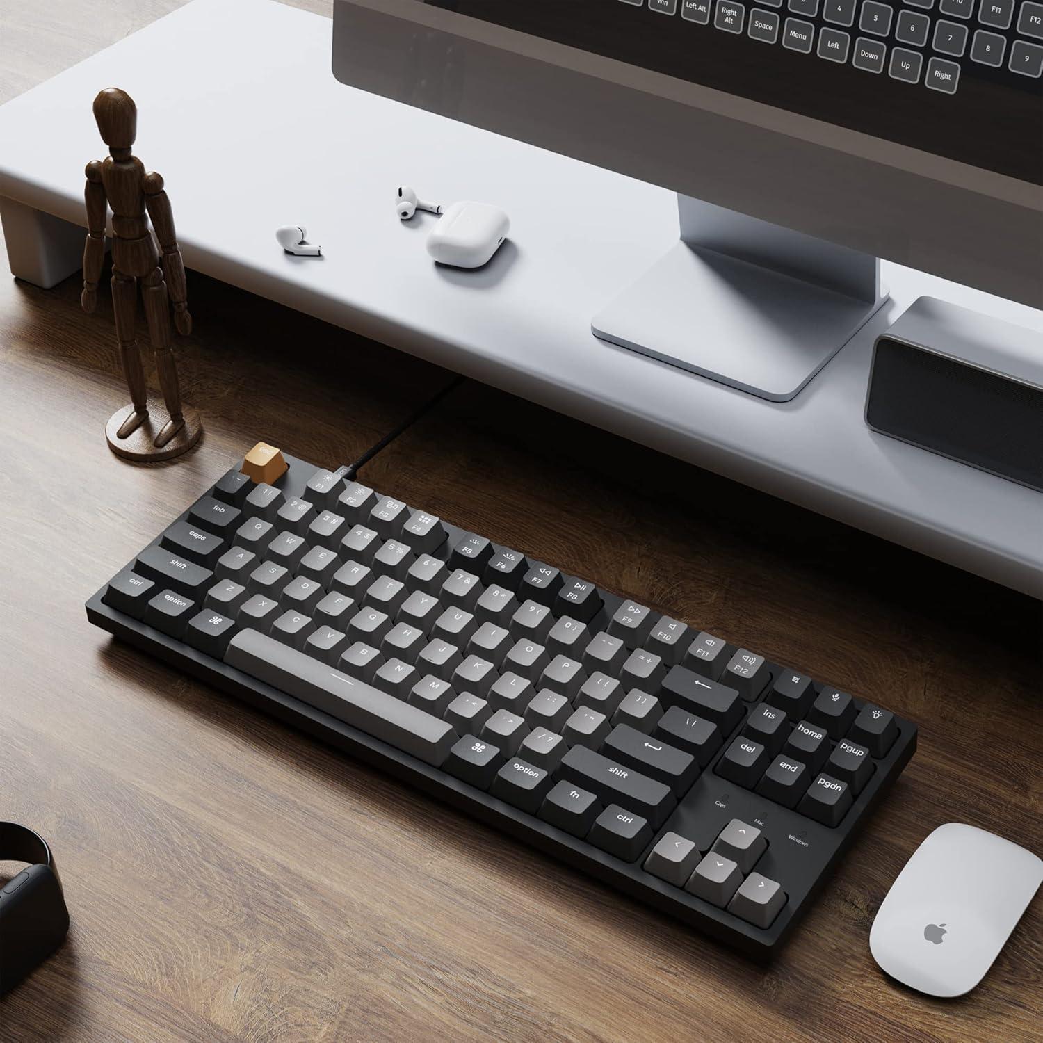 imageKeychron C1 Pro QMKVIA Custom Wired Mechanical Keyboard TKL Layout 87Keys Programmable PBT Keycaps RGB Backlight K Pro Brown Switch for Mac Windows LinuxRed Switch