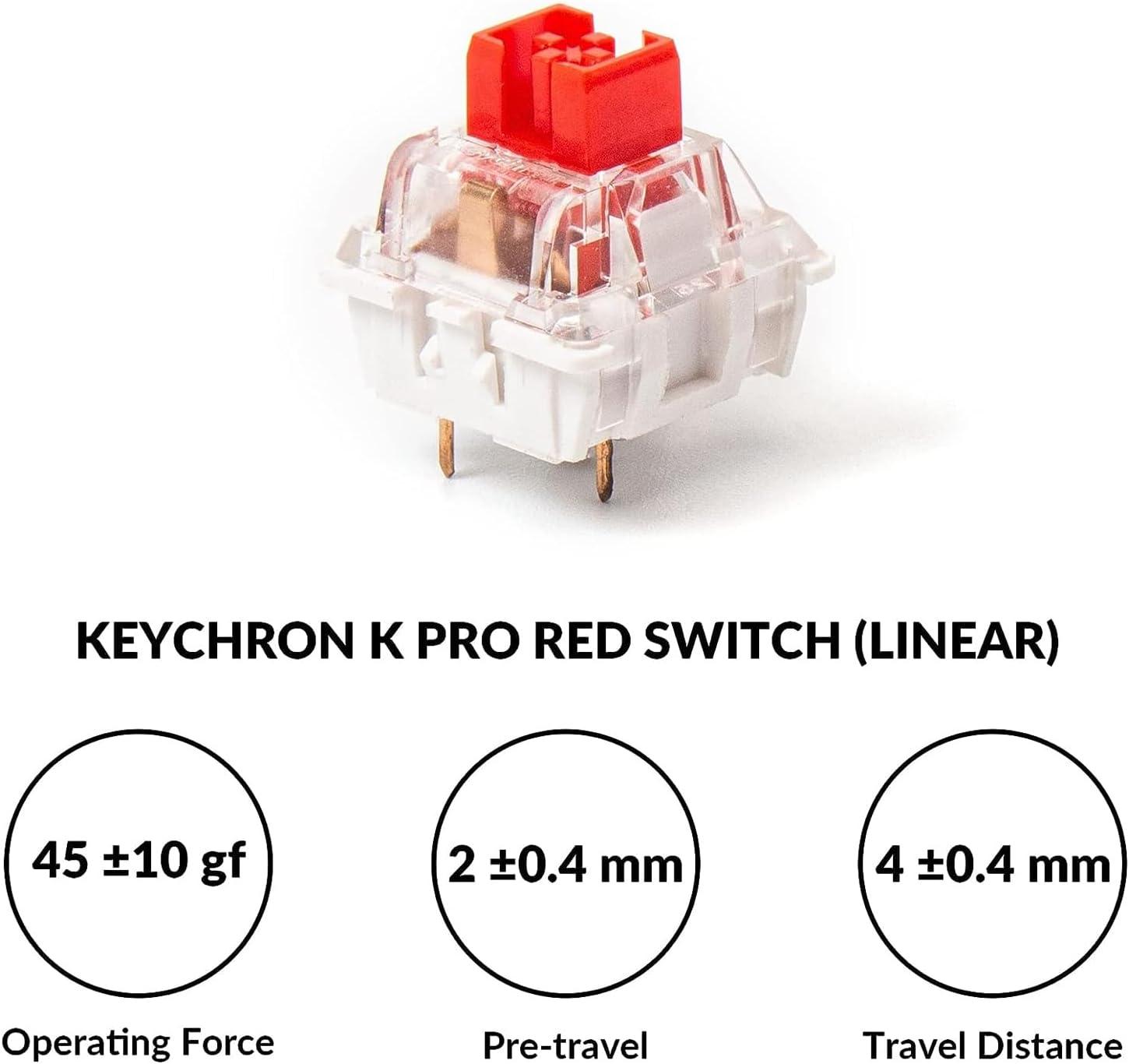 imageKeychron K10 Pro QMKVIA Custom Wireless Mechanical Keyboard 100 Full Size 108 Keys Programmable White Backlight Banana Switch BluetoothUSBC Wired Gaming Keyboard for Mac Windows LinuxRed Switch