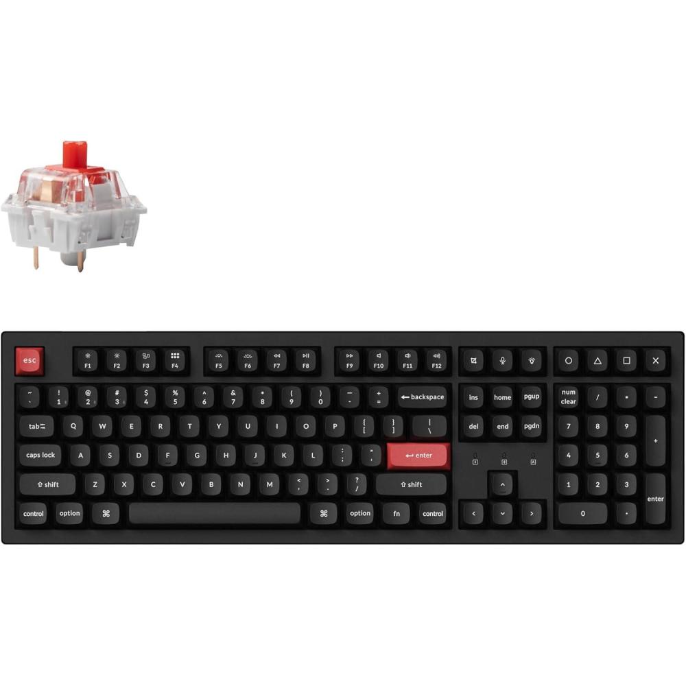 imageKeychron K10 Pro QMKVIA Custom Wireless Mechanical Keyboard 100 Full Size 108 Keys Programmable White Backlight Banana Switch BluetoothUSBC Wired Gaming Keyboard for Mac Windows LinuxRed Switch