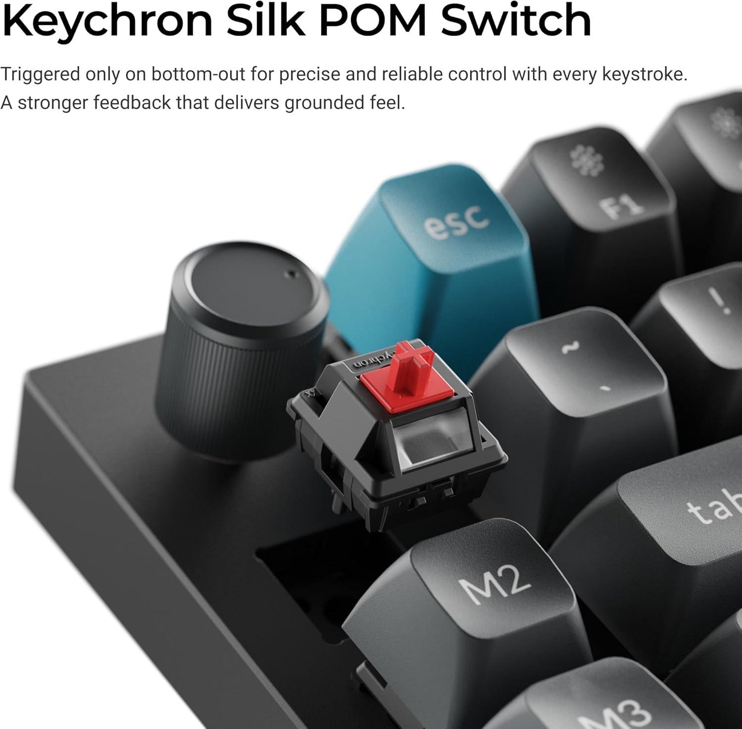 imageKeychron Q11 Ultra 8K Polling Rate Wireless Split Ergonomic Mechanical Keyboard 75 Split Layout with 2 Knobs 24 GHzBluetoothWired Aluminum HotSwappable RGB Red Switch for Mac Windows Linux