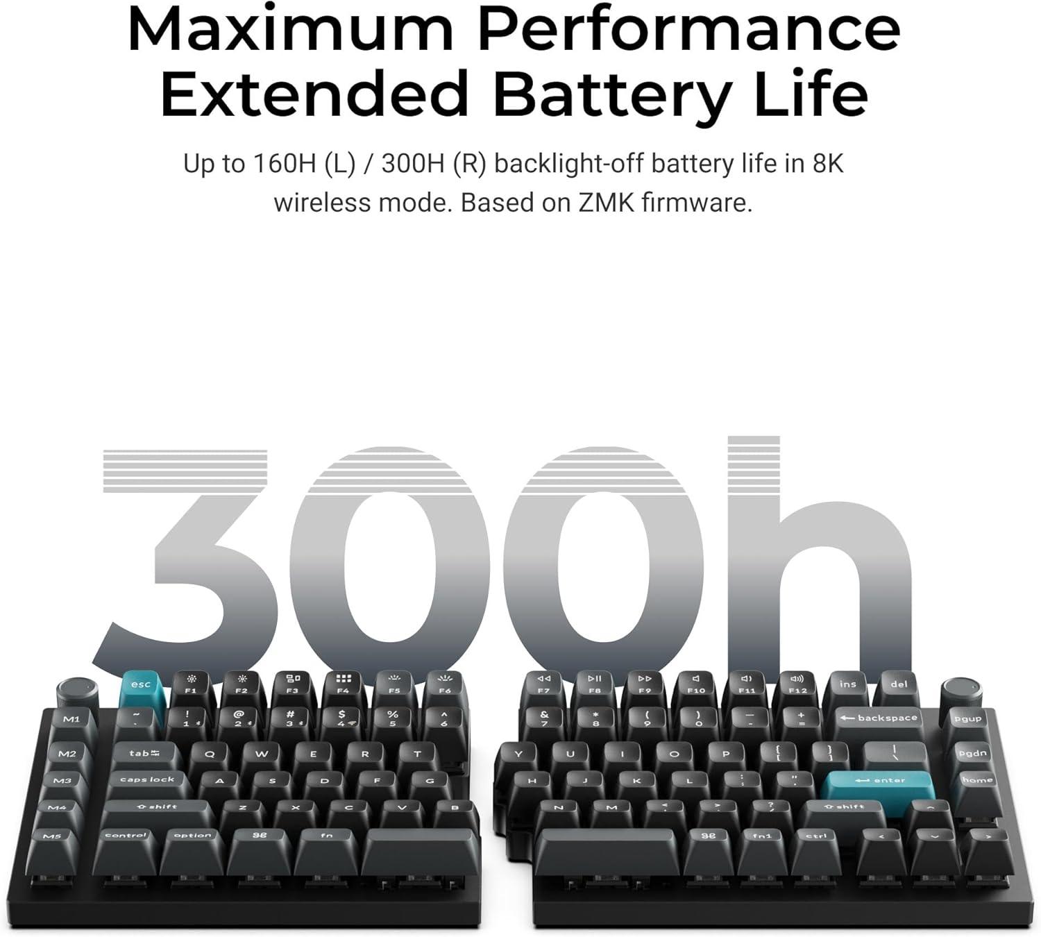 imageKeychron Q11 Ultra 8K Polling Rate Wireless Split Ergonomic Mechanical Keyboard 75 Split Layout with 2 Knobs 24 GHzBluetoothWired Aluminum HotSwappable RGB Banana Switch for Mac Windows LinuxKeychron Silk POM Brown Switch