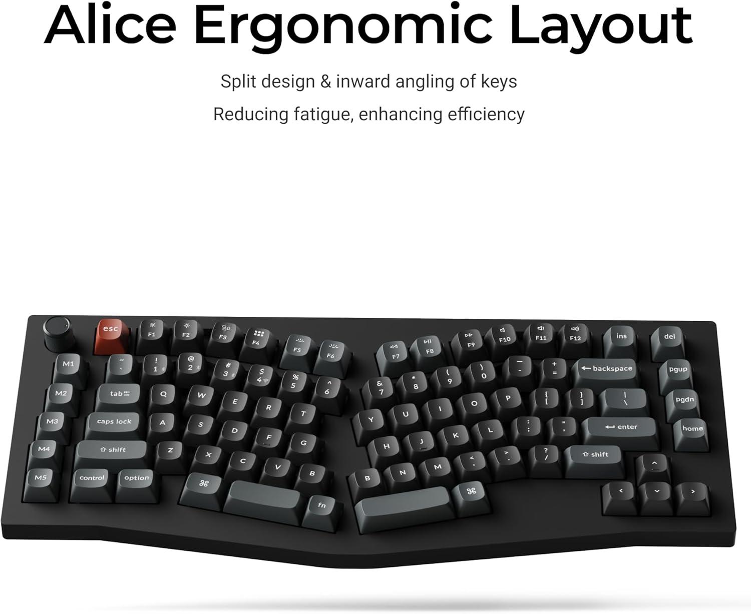 imageKeychron V10 Ultra 8K Wireless Mechanical Keyboard 75 Alice Ergonomic Layout 8000Hz 24GHzBluetooth 53USBC Wired HotSwappable ZMK Custom Keyboard with KnobPBT Keycaps for Mac amp WindosBlackRed switch