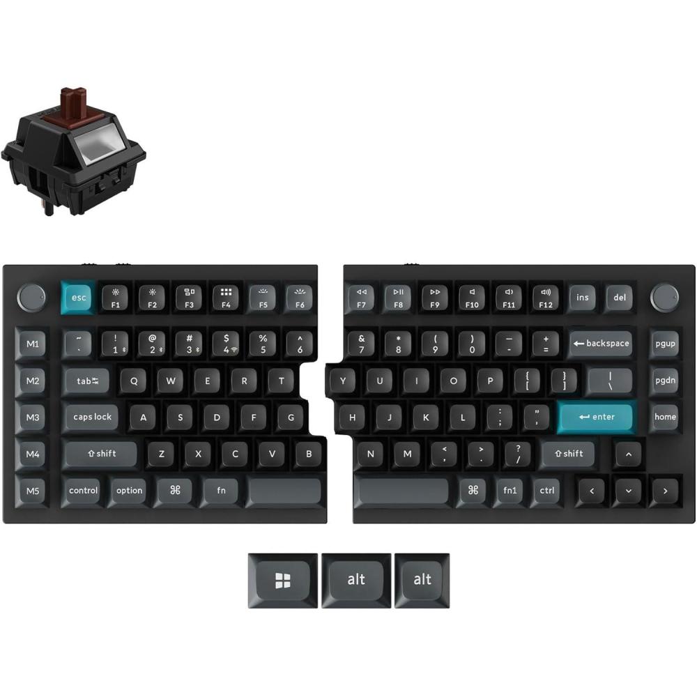 imageKeychron Q11 Ultra 8K Polling Rate Wireless Split Ergonomic Mechanical Keyboard 75 Split Layout with 2 Knobs 24 GHzBluetoothWired Aluminum HotSwappable RGB Banana Switch for Mac Windows LinuxKeychron Silk POM Brown Switch