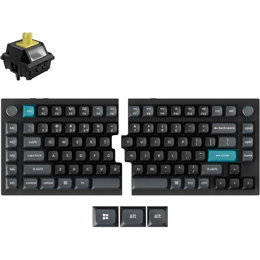 imageKeychron Q11 Ultra 8K Polling Rate Wireless Split Ergonomic Mechanical Keyboard 75 Split Layout with 2 Knobs 24 GHzBluetoothWired Aluminum HotSwappable RGB Banana Switch for Mac Windows LinuxKeychron Silk POM Banana Switch