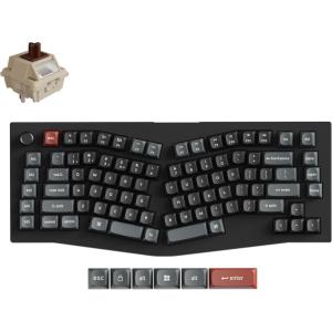 Keychron V10 Ultra 8K Wireless Mechanical Keyboard, 75% Alice Ergonomic Layout, 8000Hz 2.4GHz/Bluetooth 5.3/USB-C Wired, Hot-Swappable ZMK Custom Keyboard with Knob,PBT Keycaps for Mac & Windos(Black-Browns witch)